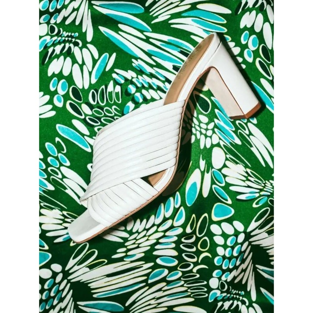 Reformation Lila‎ Tubular Heeled Sandal White Size 9.5 Mule